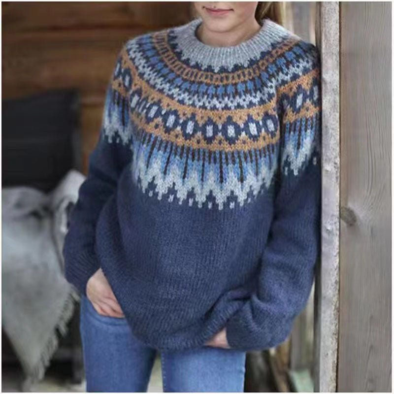 Stijlvolle Fair Isle Gebreide Trui met Comfortabele Pasvorm