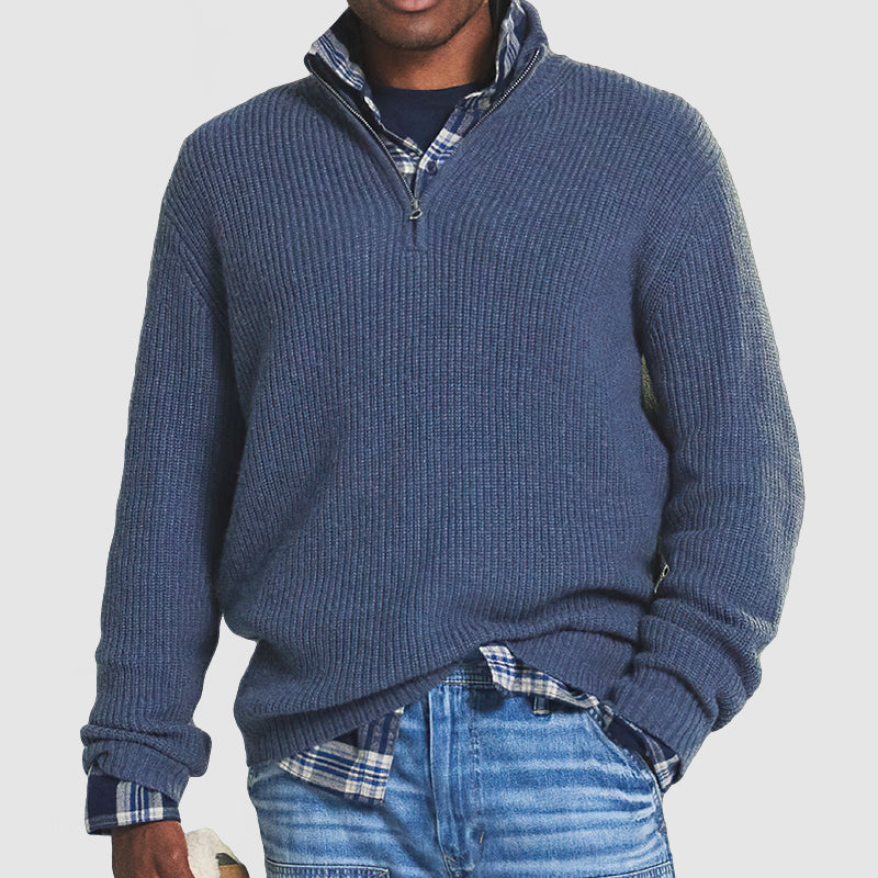 Daan | Elegante Heren Kasjmier Pullover met Rits in Business-Casual Stijl