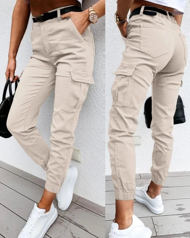 Stijlvolle Hoge Taille Cargo Broek