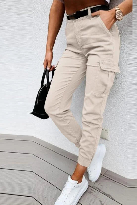 Stijlvolle Hoge Taille Cargo Broek