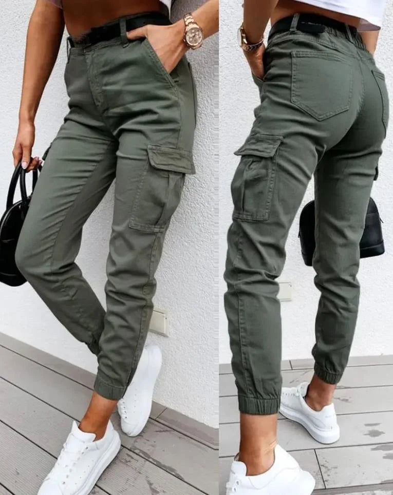 Stijlvolle Hoge Taille Cargo Broek