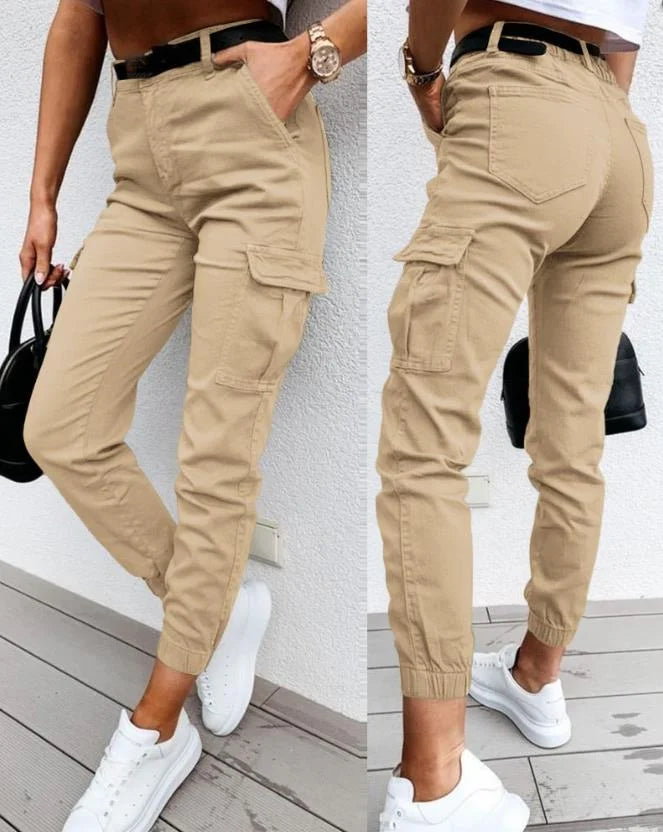 Stijlvolle Hoge Taille Cargo Broek