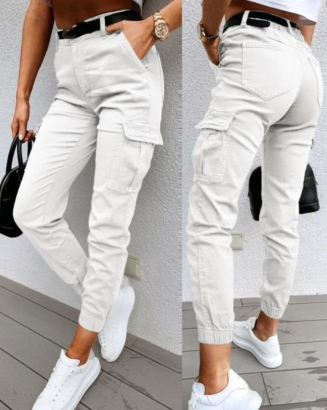 Stijlvolle Hoge Taille Cargo Broek