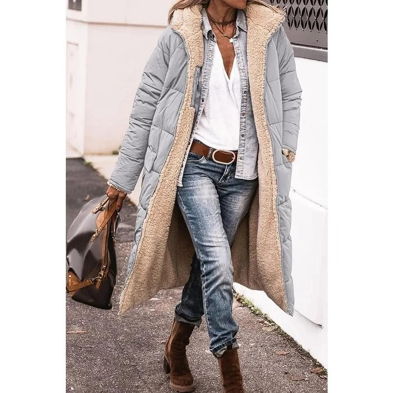 Amalia | Stijlvolle Dames Longline Pufferjas met Sherpa Voering
