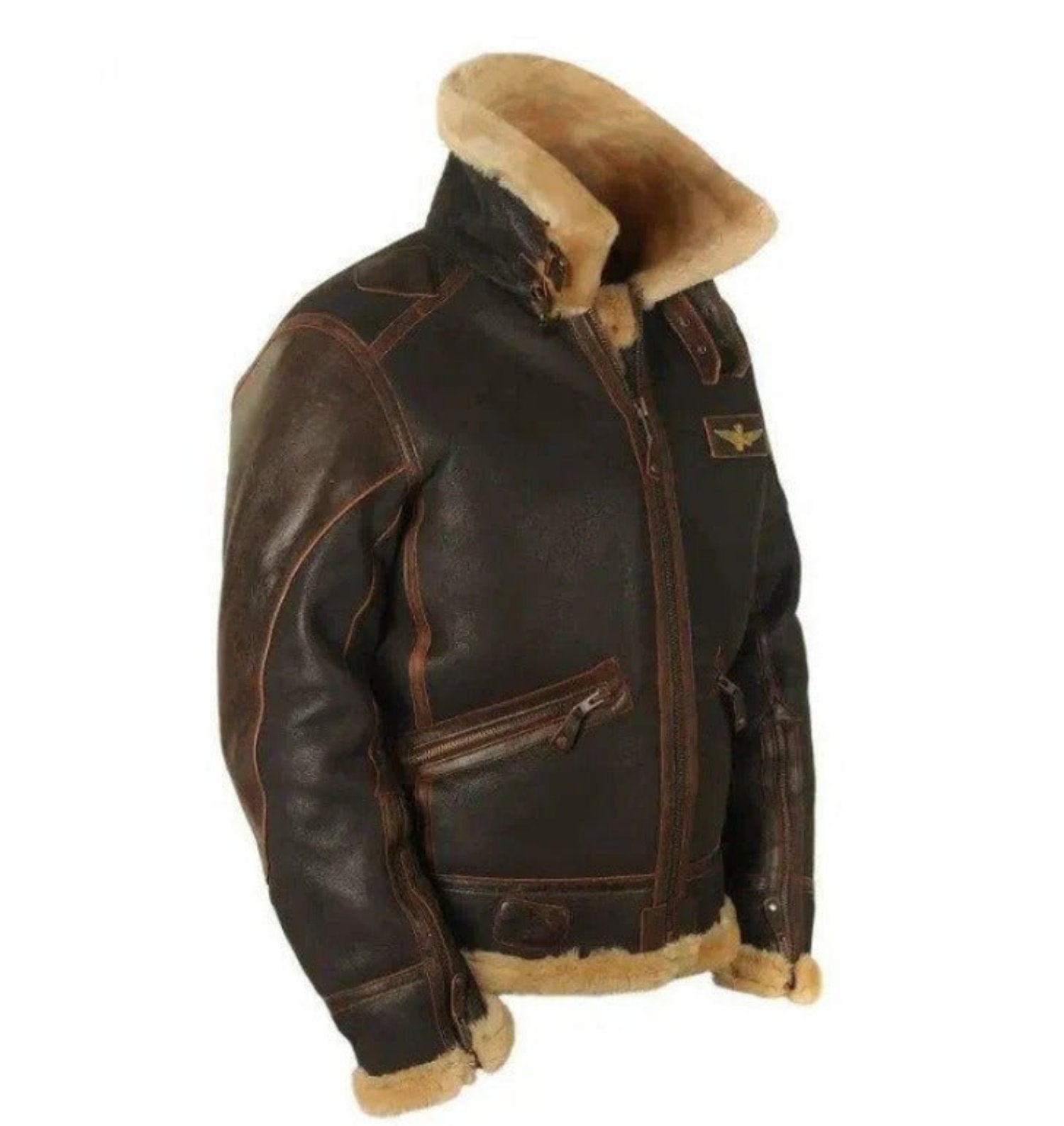 Moderne Vegan Leren Pilotenjas voor Mannen met Luxe Faux Bont Voering | Perfect voor Herfst & Winter