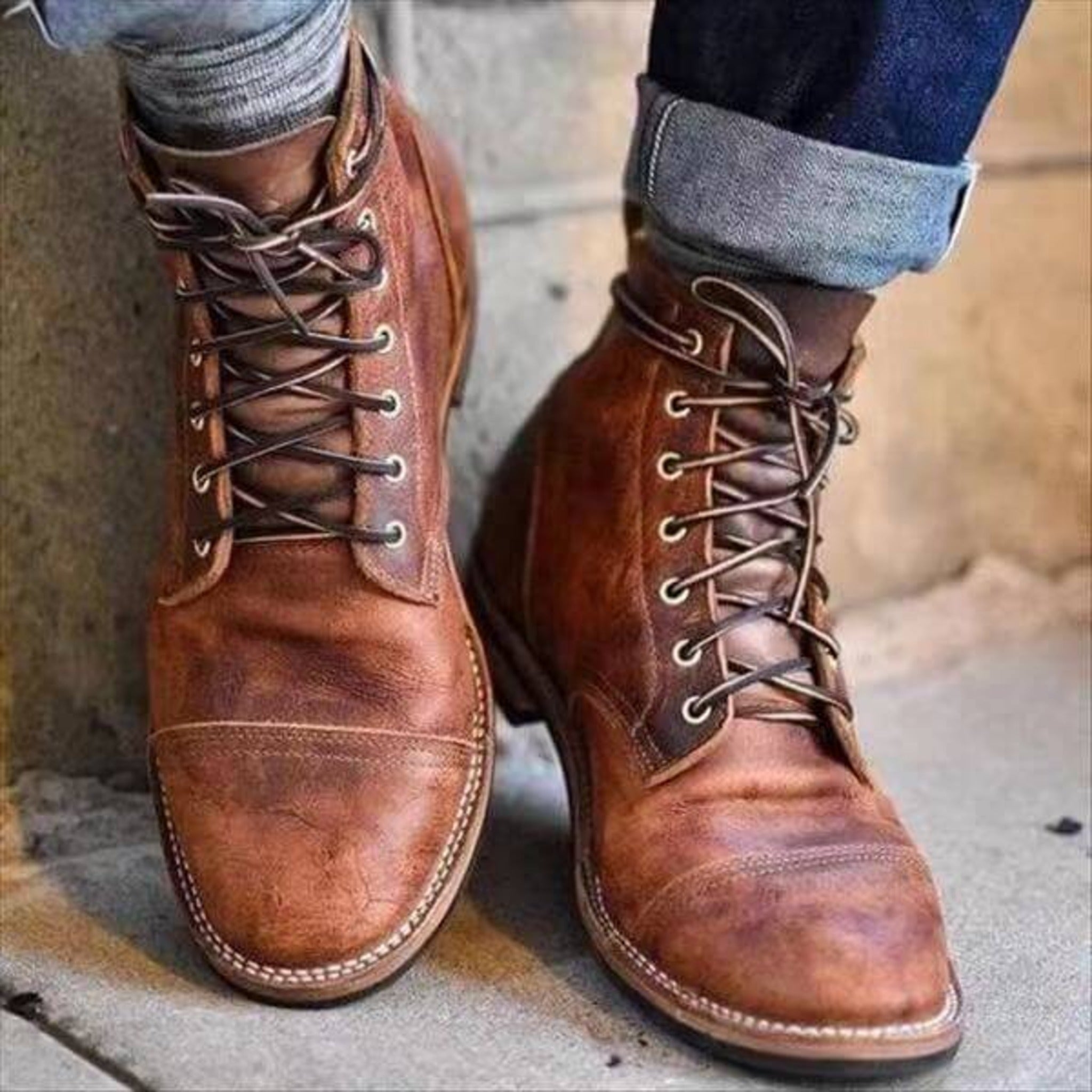 Stijlvolle Heren Leren Boots met Comfortabele Pasvorm