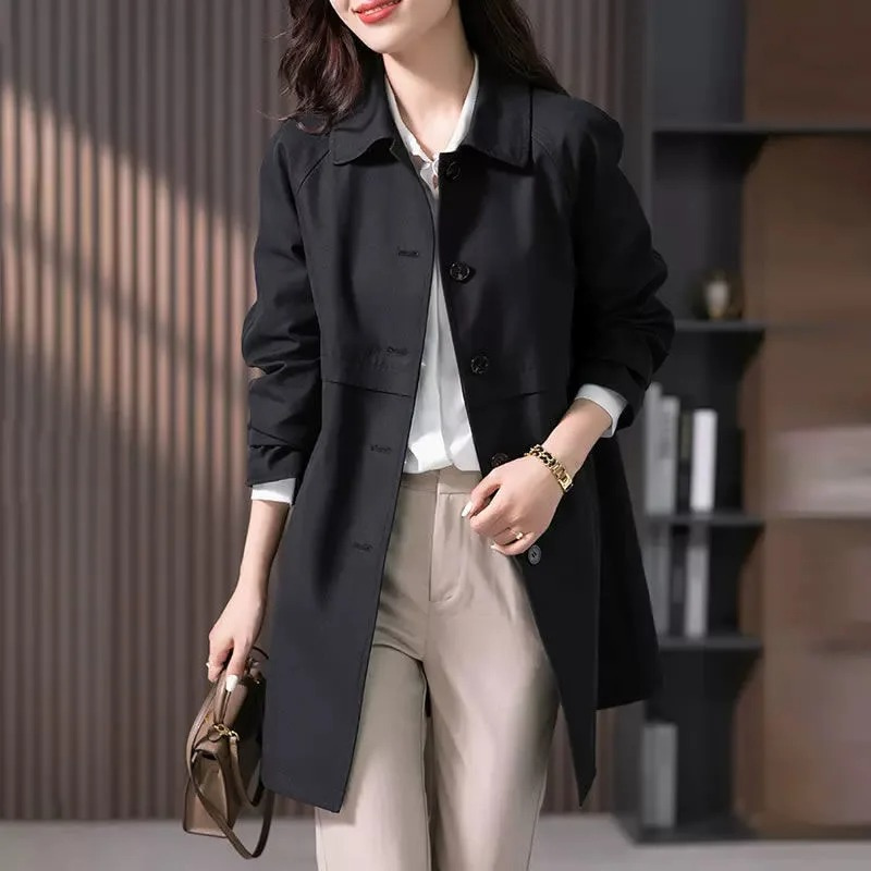 Moderne Dames Trenchcoat met Enkele Knop