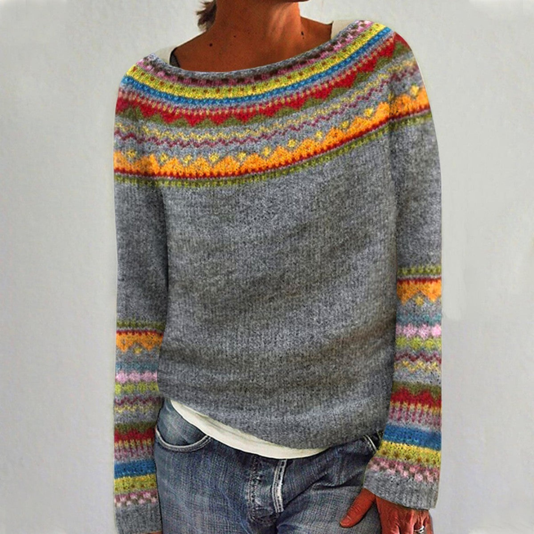Thera | Stijlvolle Dames Pullover | Warm Ronde Hals | Lange Mouwen