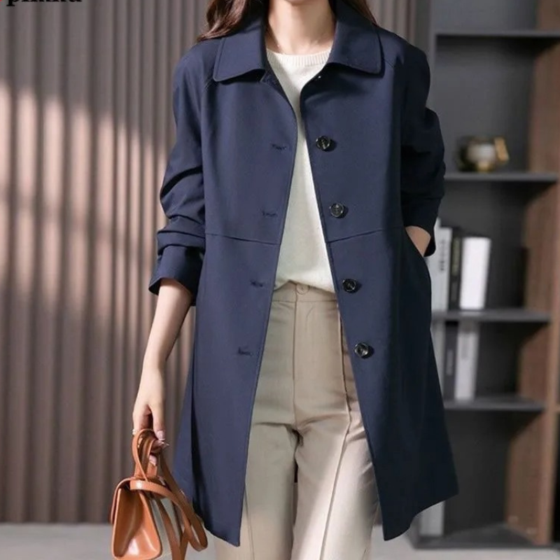 Moderne Dames Trenchcoat met Enkele Knop