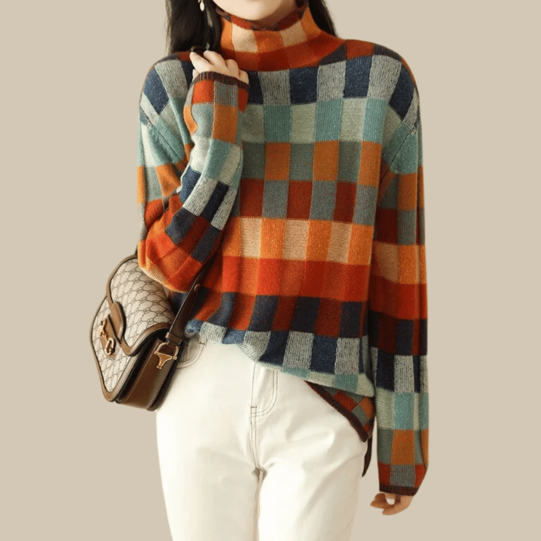 Thea | Stijlvolle Dames Coltrui met Patchwork Design