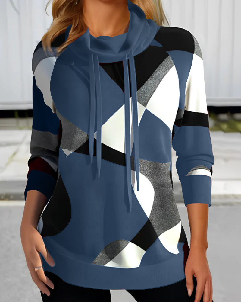 Johanna | Stijlvolle Dames Hoodie met Geometrische Prints | Comfortabele Lange Mouwen