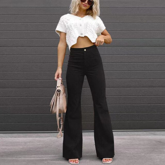 Koosje | Trendy Hoge Taille Flared Broek voor Dames – Elegante Pasvorm