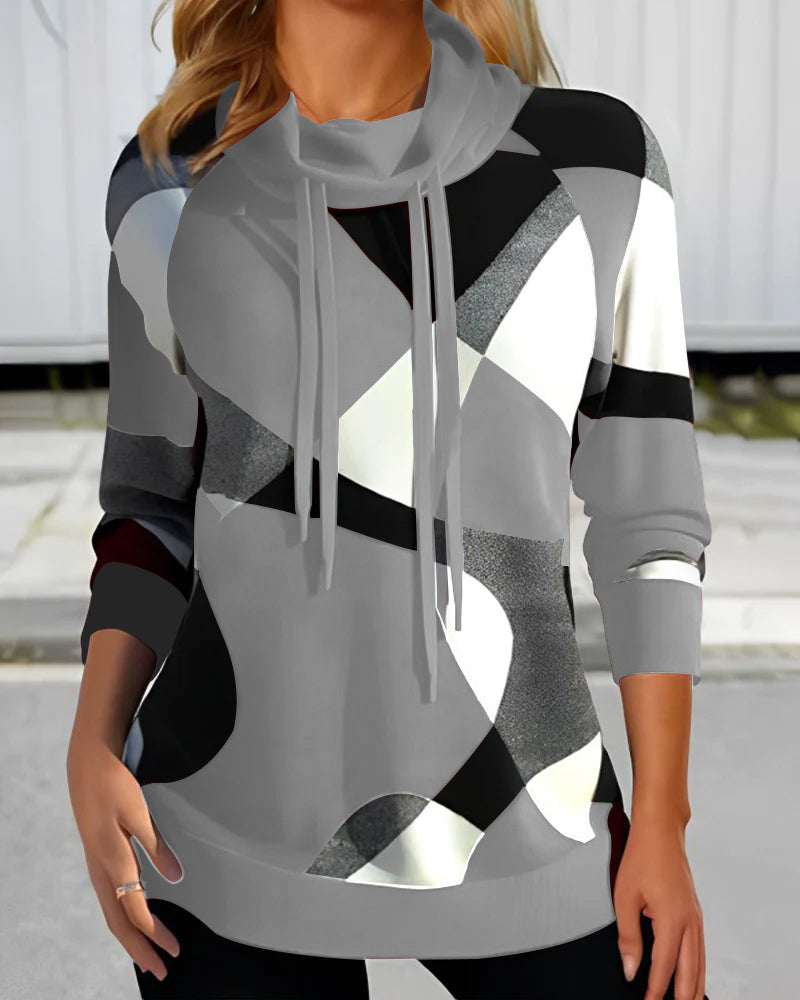 Johanna | Stijlvolle Dames Hoodie met Geometrische Prints | Comfortabele Lange Mouwen