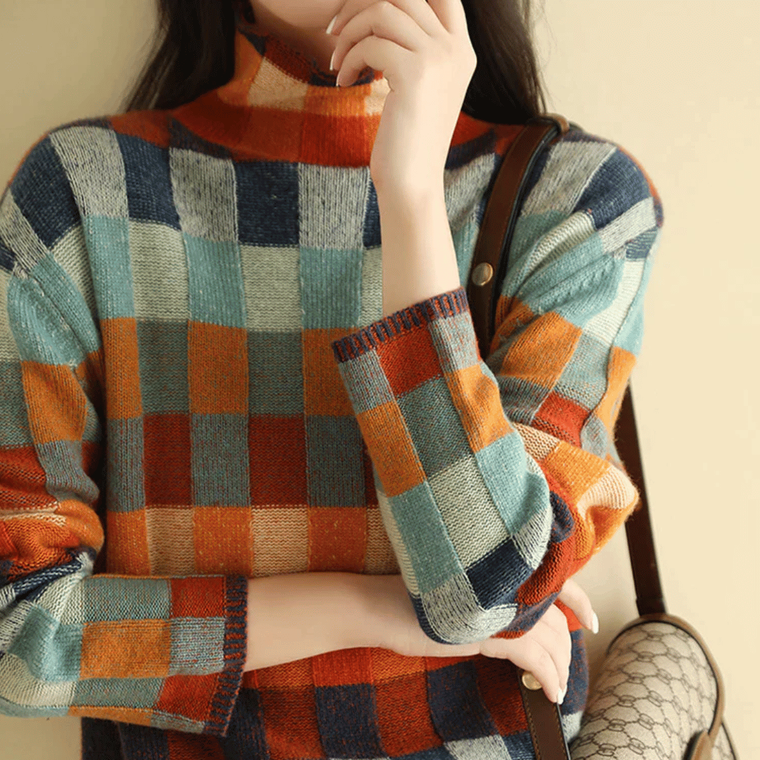 Thea | Stijlvolle Dames Coltrui met Patchwork Design