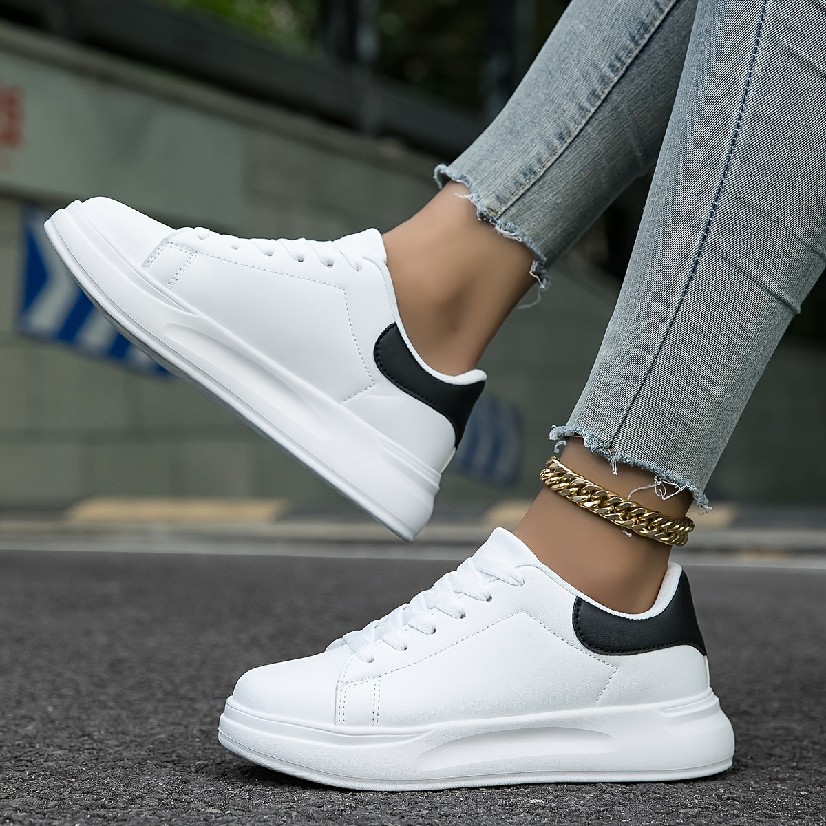 Stijlvolle Dames Sneakers – Schoon Witte Leren Casual Schoenen
