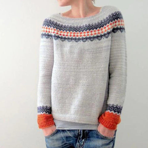 Stijlvolle Vrouwen Trui met Retro Patroon voor de Herfst