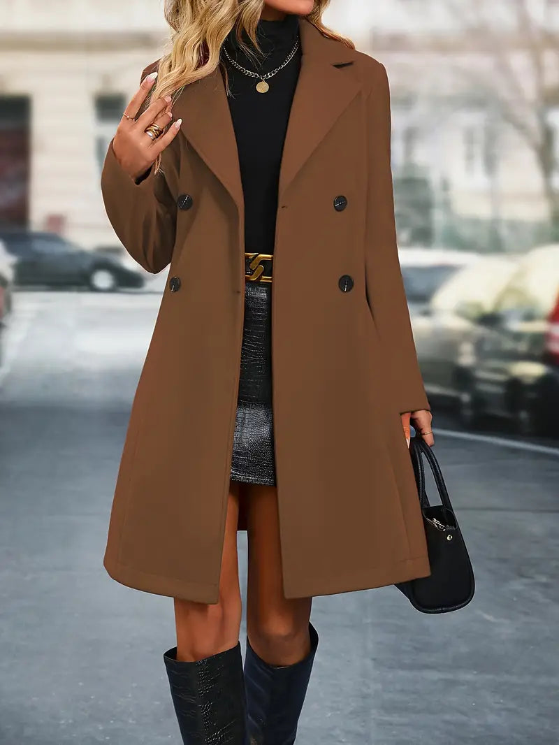 Elegante Dubbelzijdige Dames Trenchcoat met Reverskraag