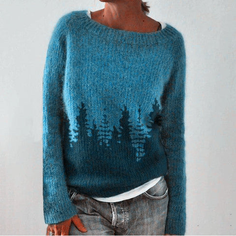 Stijlvolle Vrouwen Trui met Retro Patroon voor de Herfst
