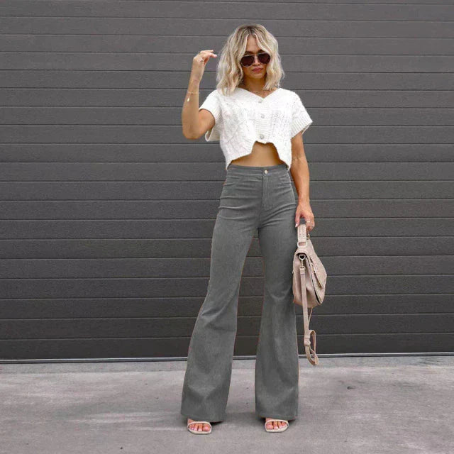Koosje | Trendy Hoge Taille Flared Broek voor Dames – Elegante Pasvorm