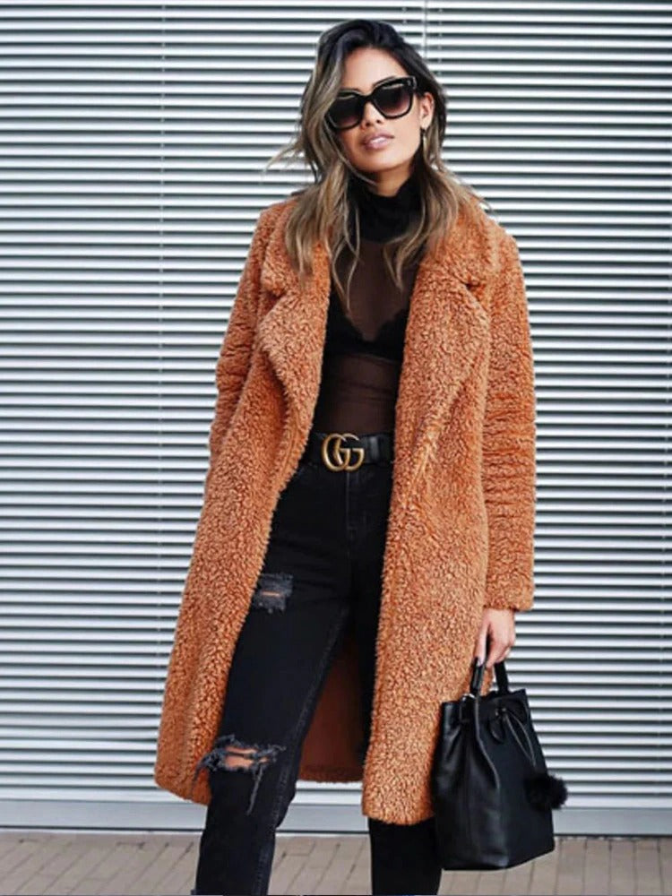 Sietske | Zachte Dames Fleece Teddy Jas Lange Stijl