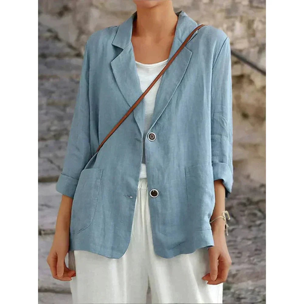 Berta | Stijlvolle Lichtgewicht Damesblazer met Opgerolde Mouwen