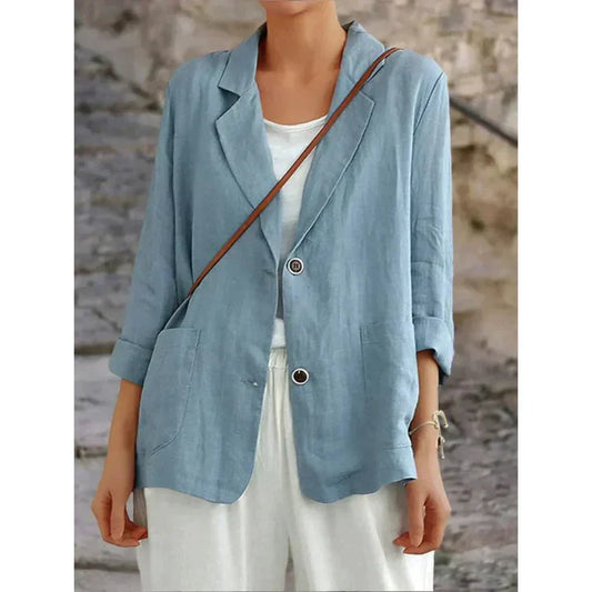 Berta | Stijlvolle Lichtgewicht Damesblazer met Opgerolde Mouwen