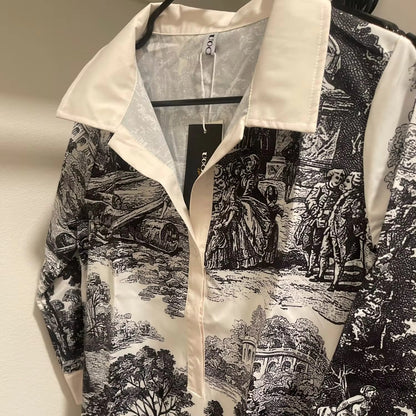 Mechteld | Stijlvolle Vintage Toile Prints Mini Tuniek Jurk voor Dames | Nadia