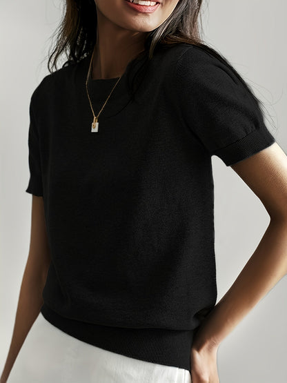 Wilhelmina | Stijlvolle Dames Gebreide Top met Korte Mouwen