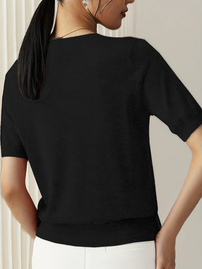 Wilhelmina | Stijlvolle Dames Gebreide Top met Korte Mouwen