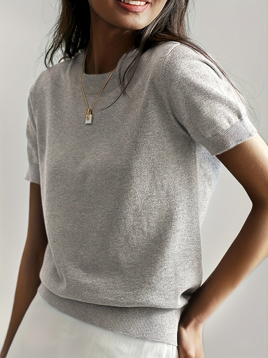 Wilhelmina | Stijlvolle Dames Gebreide Top met Korte Mouwen
