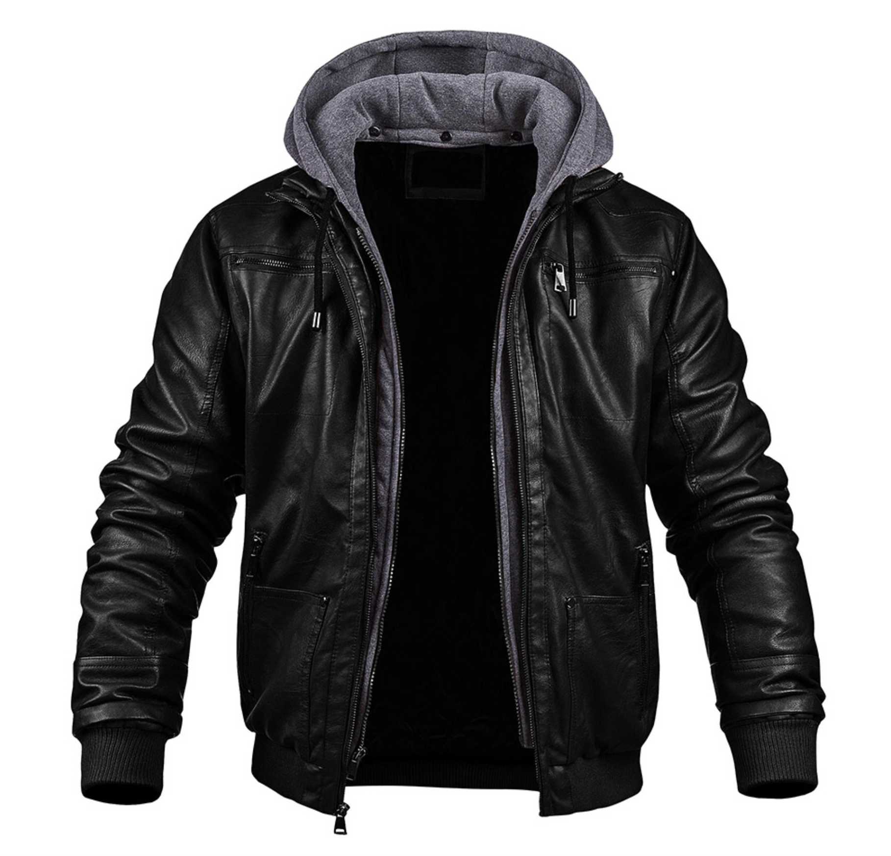 Elegante Premium Leren Winterjas met Capuchon