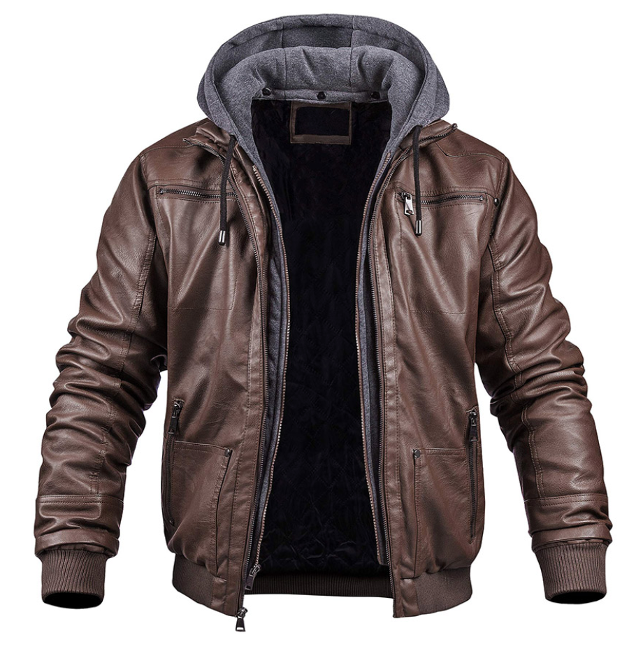 Elegante Premium Leren Winterjas met Capuchon