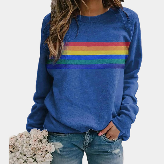 Myrthe | Kleurrijk Regenboog Crewneck Sweatshirt voor Dames