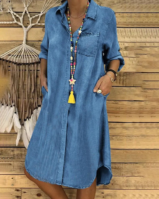 Marije | Stijlvolle Casual Denim Blousejurk met Comfortabele Pasvorm
