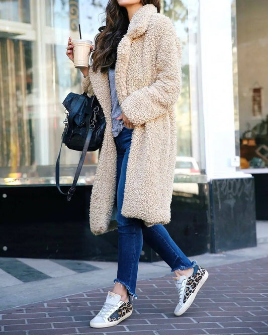 Sonja | Zachte Dames Fleece Jas | Warme Lange Winterjas