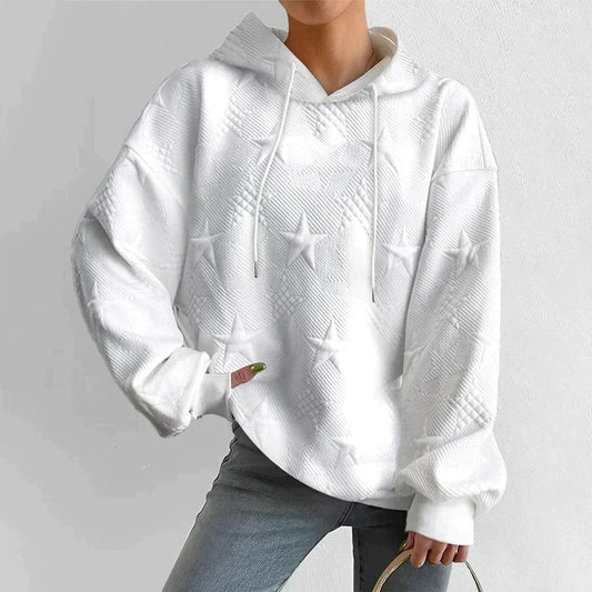 Maria | Stijlvolle Witte Gebreide Dames Hoodie | Lange Mouwen