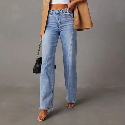 Merel | Stijlvolle Hoge Taille Denim Jeans met Wijde Pijpen