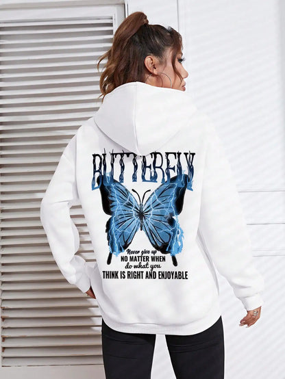 Butterfly Print Sweater – Oversized Unisex Trui met Tekst en Vlinderprint