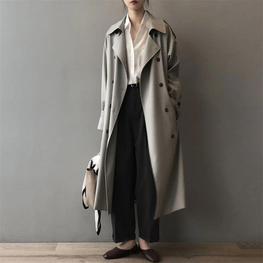 Veerle | Stijlvolle Dames Waterdichte Lange Trenchcoat met Reverskraag