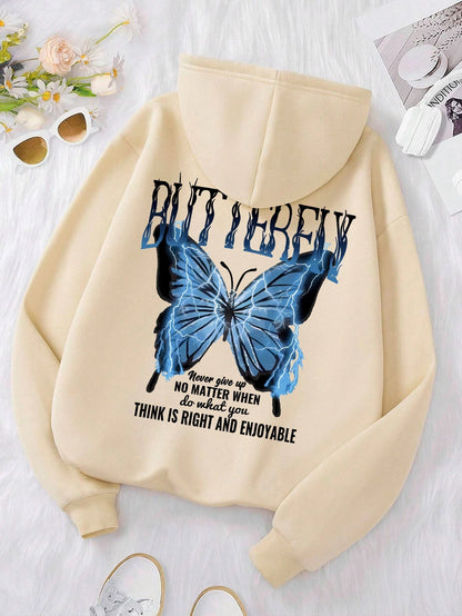 Butterfly Print Sweater – Oversized Unisex Trui met Tekst en Vlinderprint
