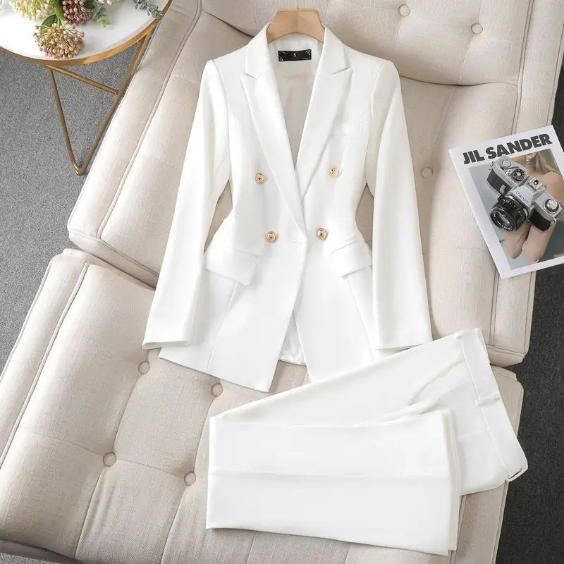 Stijlvolle Effen Kleur Vrouwen Blazer en Broek Set