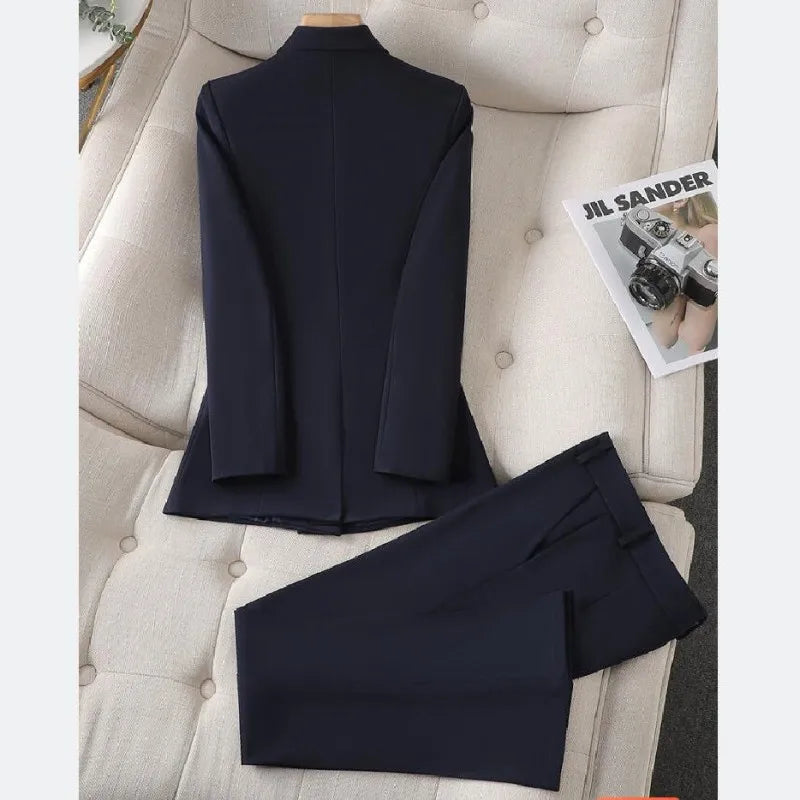 Stijlvolle Effen Kleur Vrouwen Blazer en Broek Set