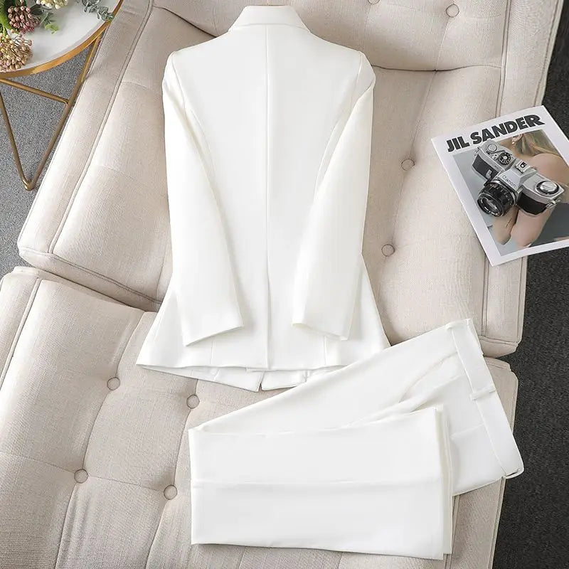 Stijlvolle Effen Kleur Vrouwen Blazer en Broek Set