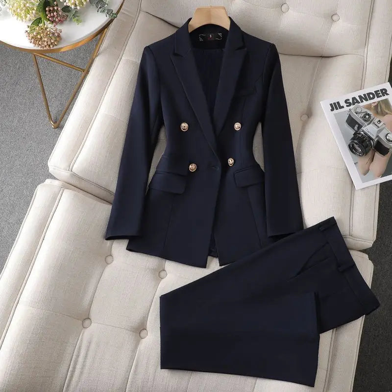 Stijlvolle Effen Kleur Vrouwen Blazer en Broek Set