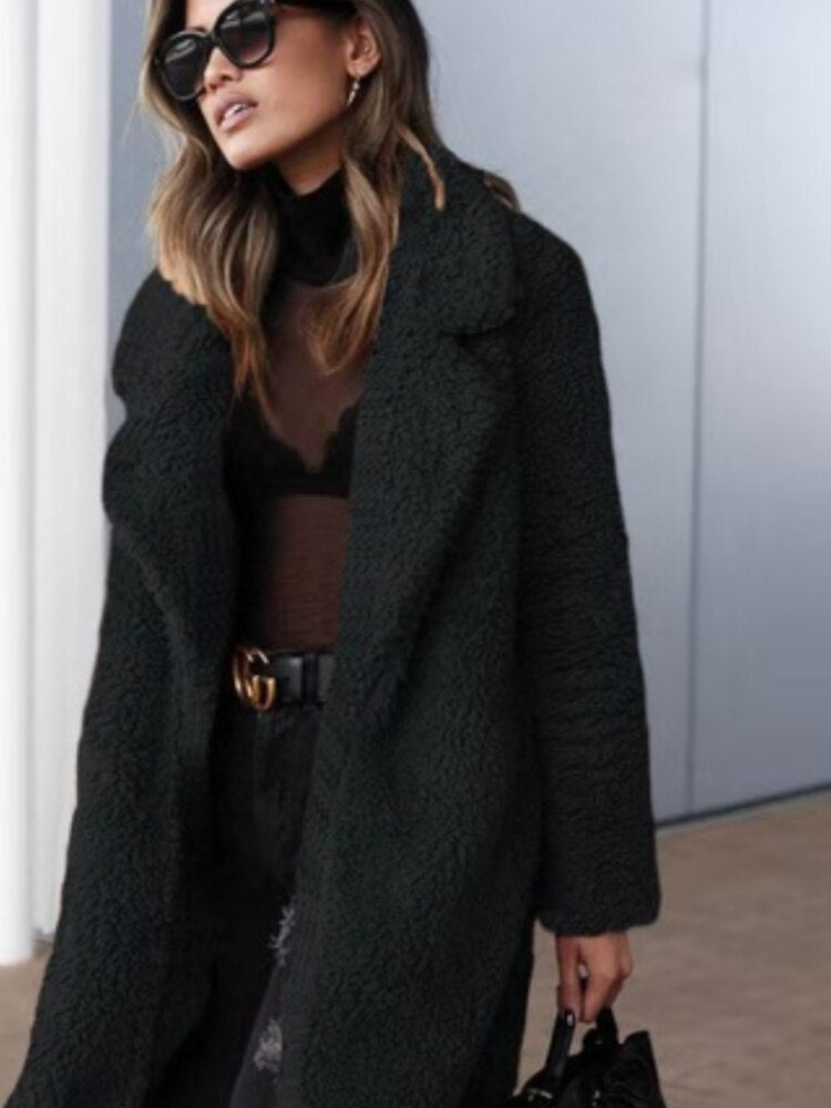 Sietske | Zachte Dames Fleece Teddy Jas Lange Stijl