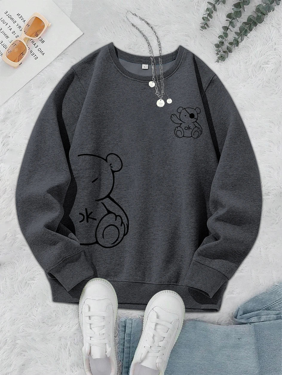 Unisex Katten Trui – Minimalistische Oversized Sweater met Kattenlijnprint