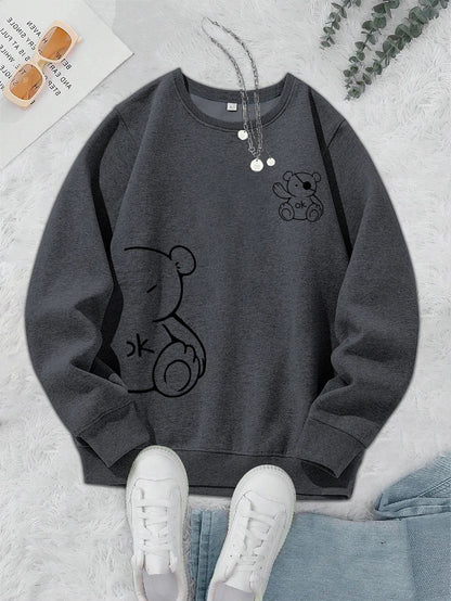 Unisex Katten Trui – Minimalistische Oversized Sweater met Kattenlijnprint