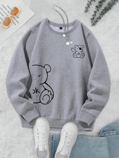 Unisex Katten Trui – Minimalistische Oversized Sweater met Kattenlijnprint