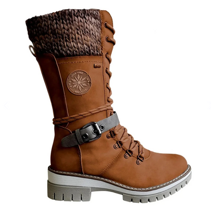 Carla | Stijlvolle Dames Winterlaarzen met Comfortabele Gebreide Boord
