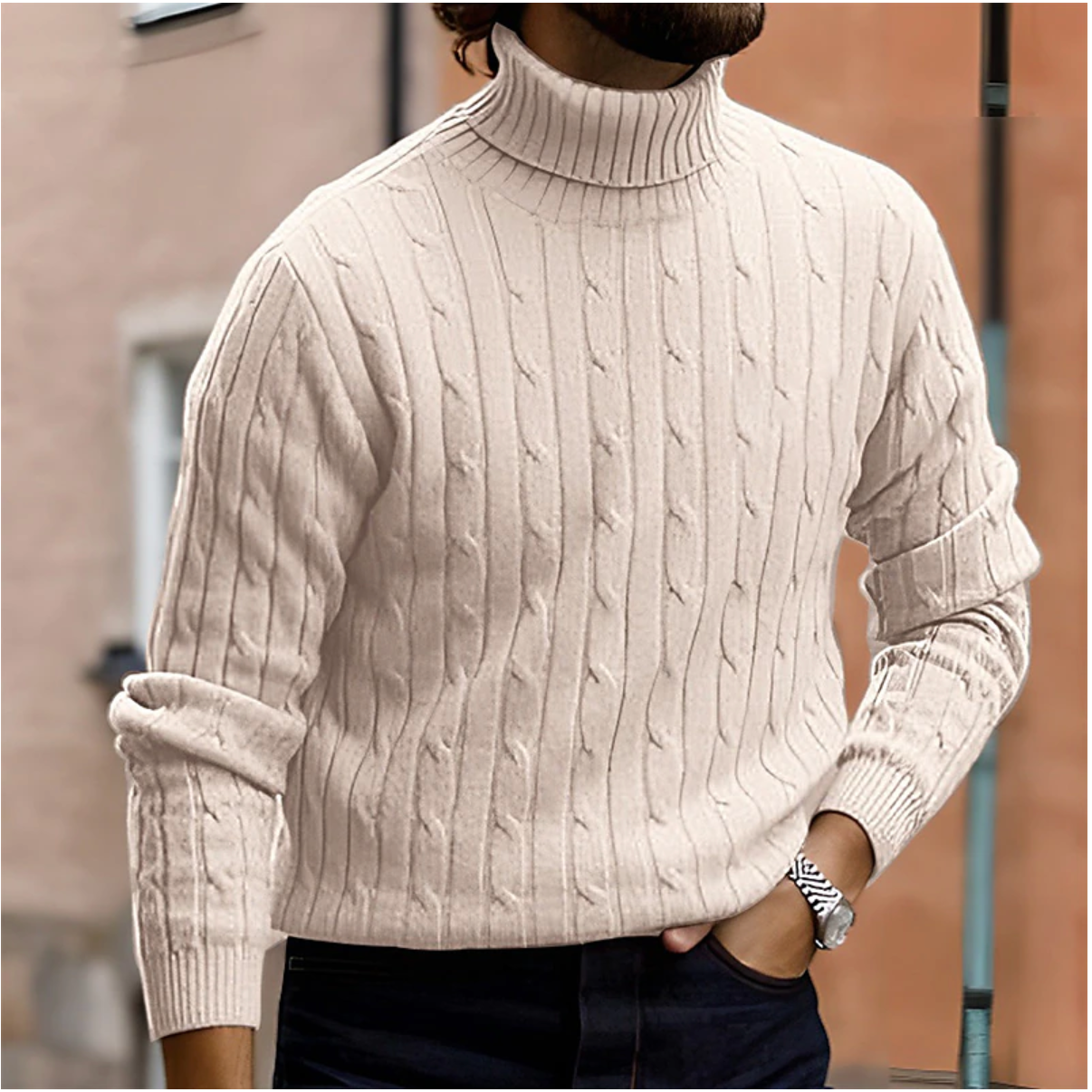 Elegante Heren Rollneck Trui met Comfortabele Pasvorm